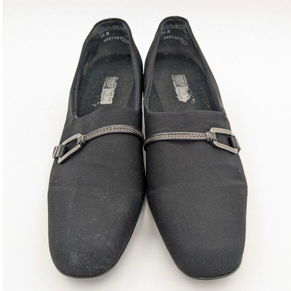 Munro Cindi Block Heel Pump Black Stretch Fabric Square Toe Size US9.5M EU41 - Picture 2 of 13